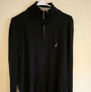 Nautica Men's Black Sweater with Half-Zip Large